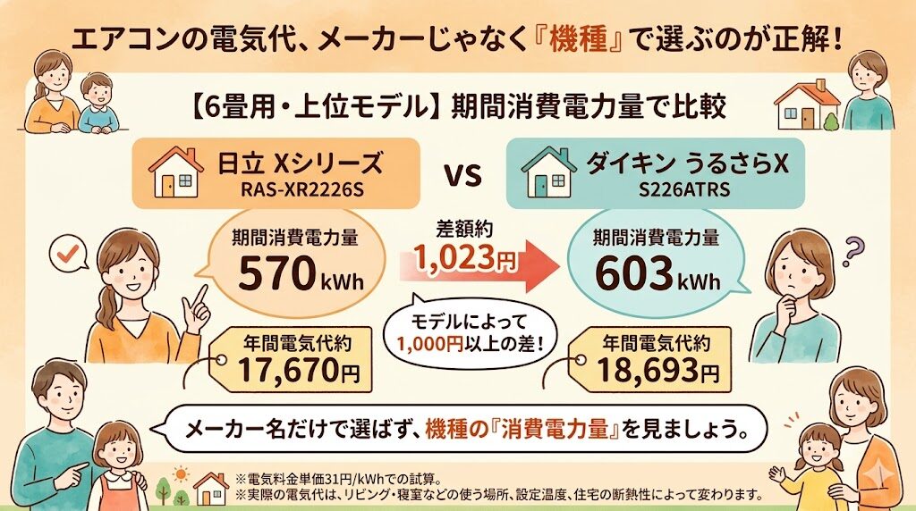 省エネ性能・電気代（メーカーではなくモデルで決める）