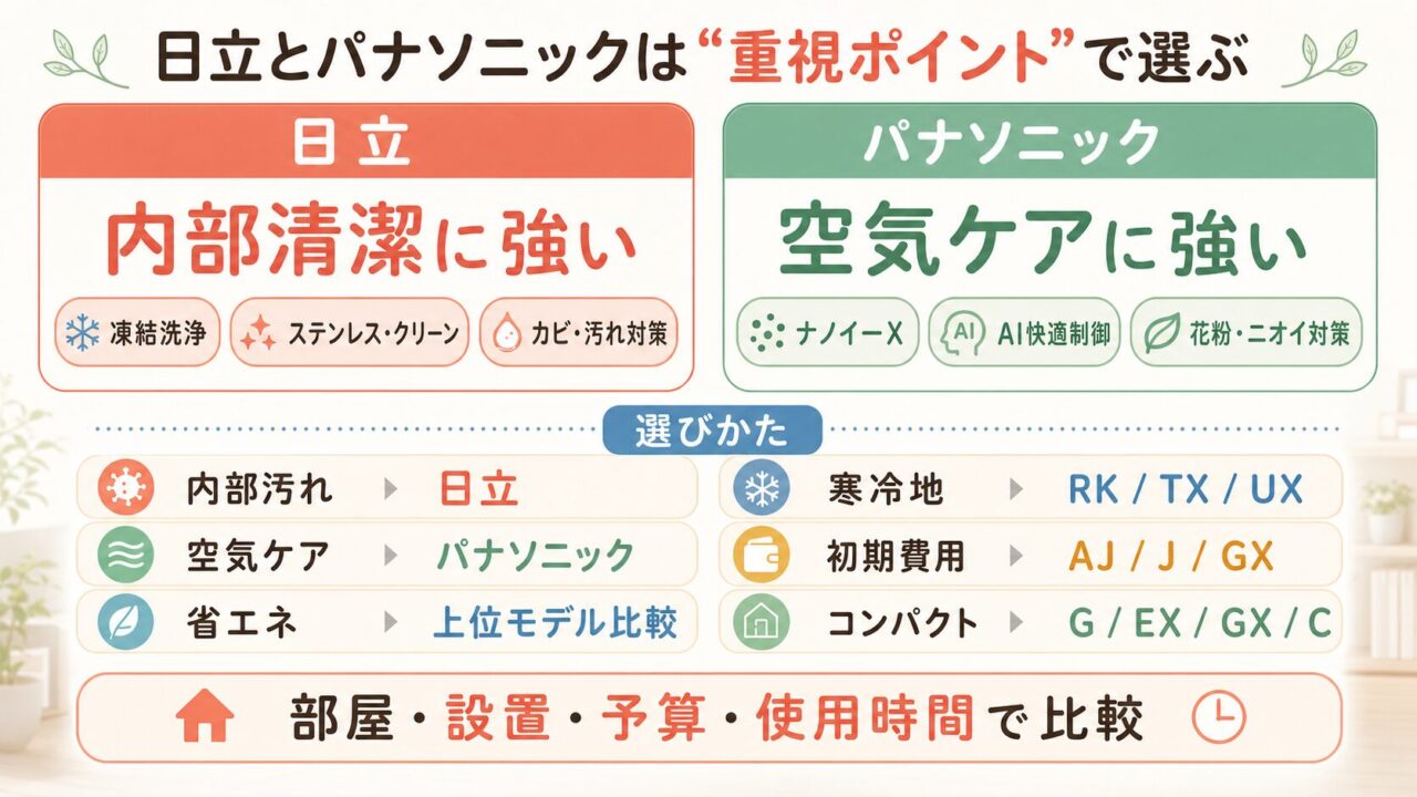 まとめ：日立とパナソニックは重視するポイントで選ぶのが正解