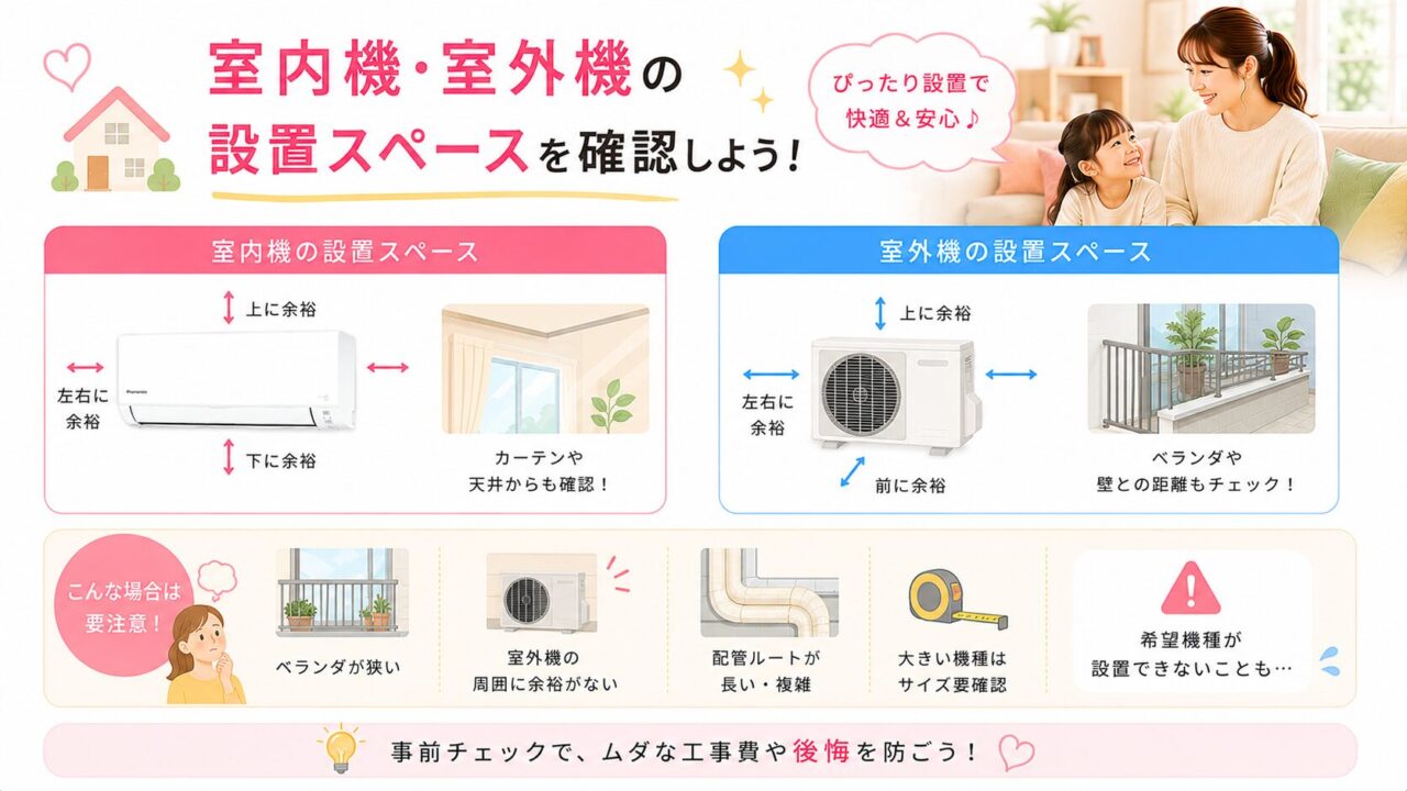 パナソニックとダイキンのエアコン設置スペース確認ポイント