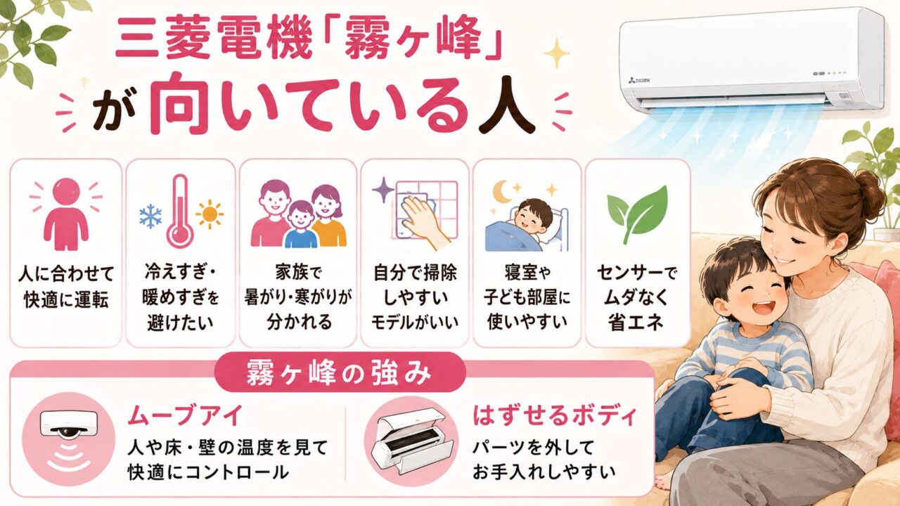 三菱の「霧ヶ峰」が向いている人:人に合わせた快適な温度コントロールガしたい