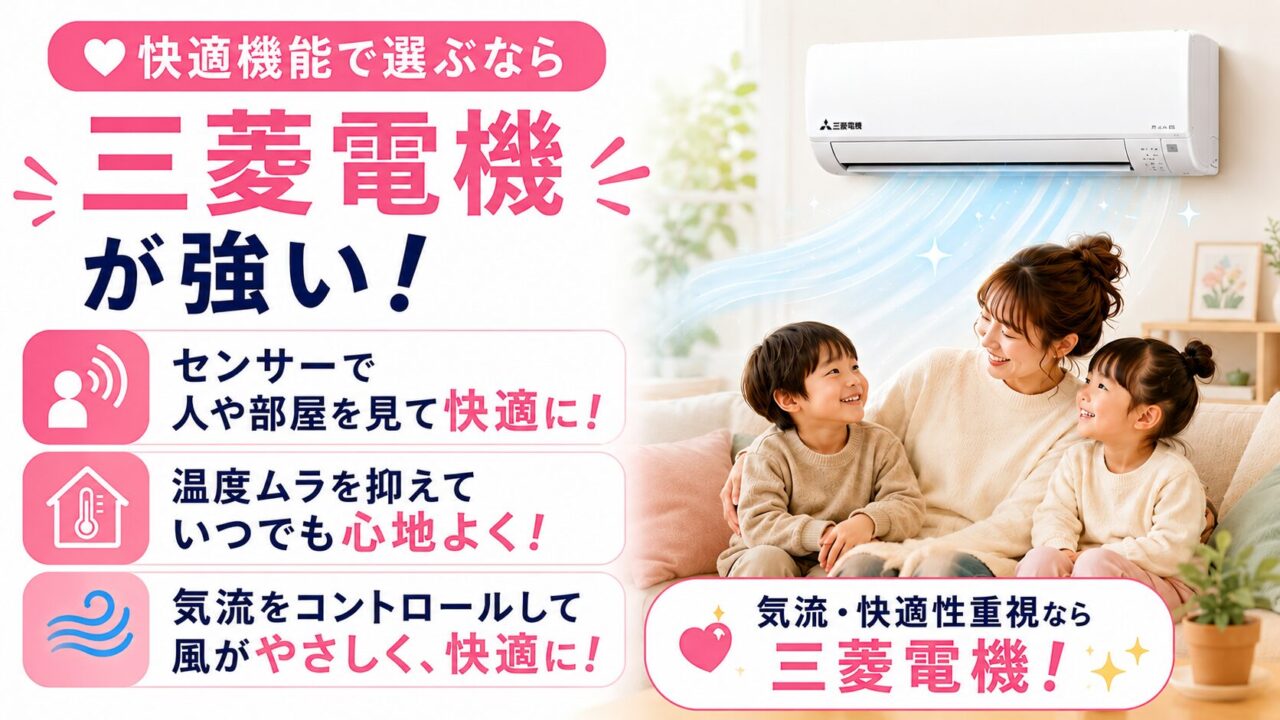 三菱とパナソニックのセンサー・気流制御比較