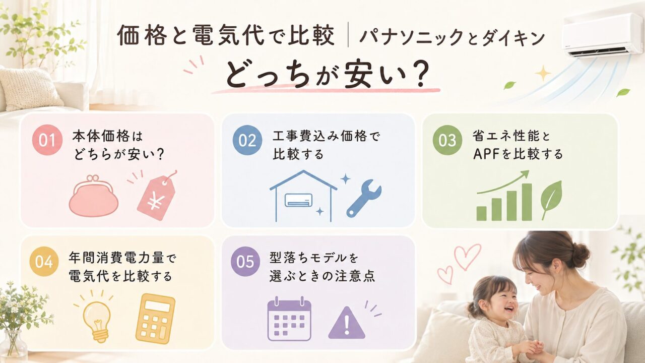 価格と電気代で比較|パナソニックとダイキンどっちが安い?
