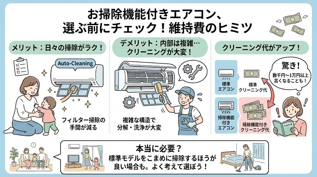 日立とダイキンのエアコン：掃除する機能付きの維持費を確認する