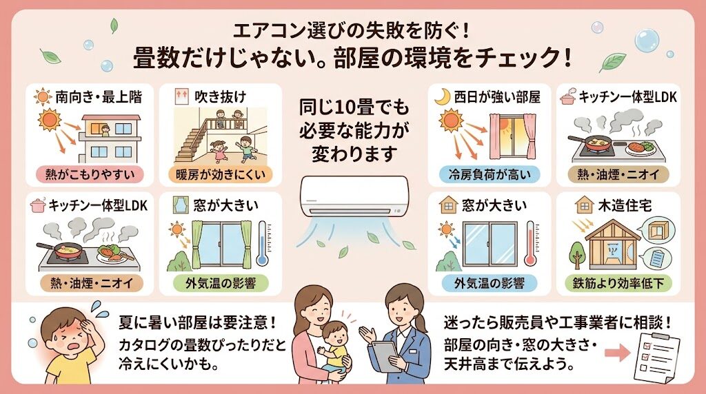 日立とダイキンのエアコン：部屋の畳数だけで選ばない