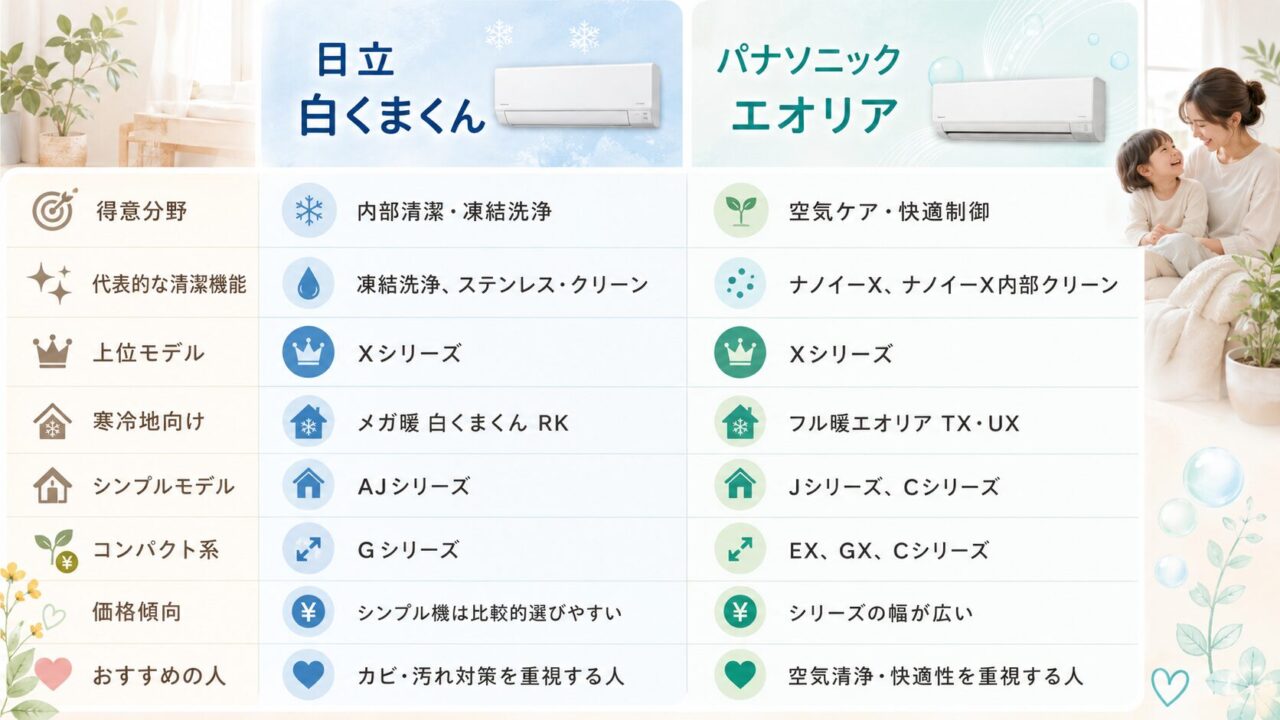 日立とパナソニックのエアコンの違い