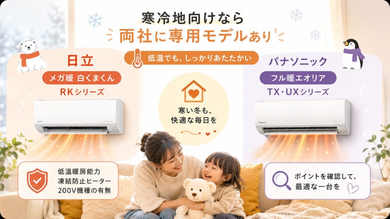 暖房の性能：寒冷地向けなら両社に専用モデルあり