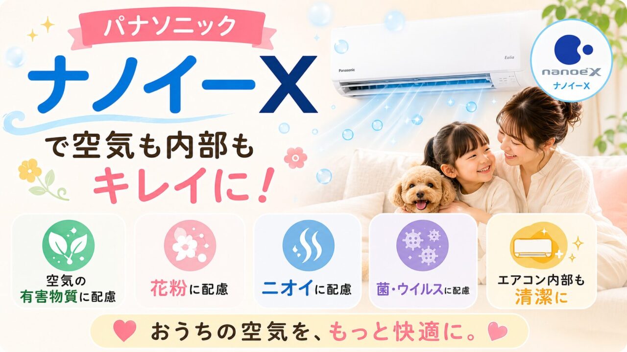 ナノイーXで空気とエアコン内部の清潔性に配慮