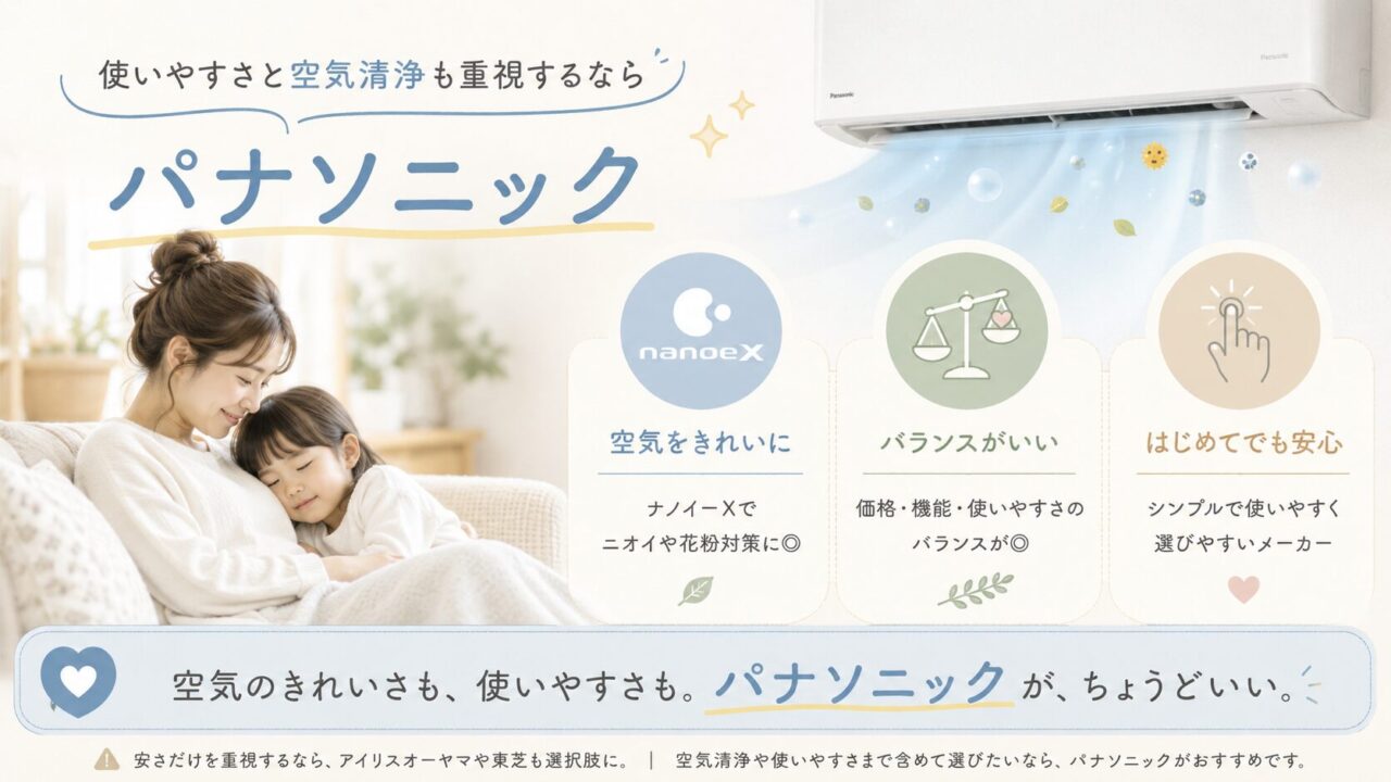 パナソニックエアコンの使いやすさと空気清浄機能を比較
