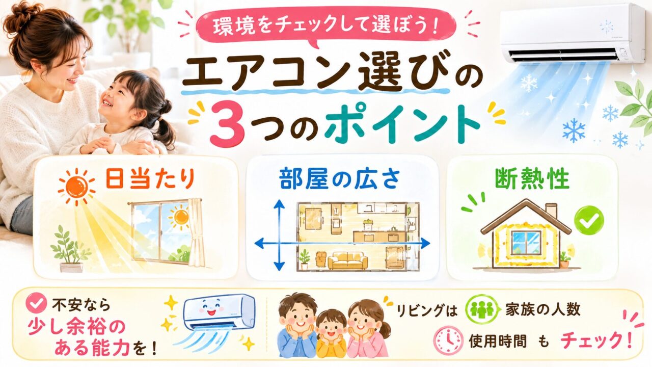 日当たり・部屋の広さ・断熱性で変わるエアコン選びの比較ポイント
