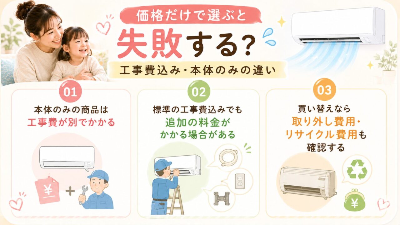 エアコン価格だけで選ぶと失敗する本体代と工事費の違い