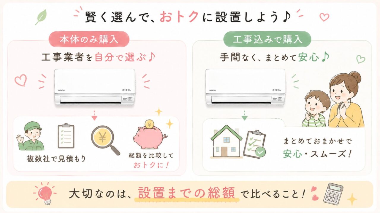 白くまくん RAS-AJ2225S(W)の良い口コミ・評判レビュー：本体のみ購入して工事業者を選ぶ方法もある