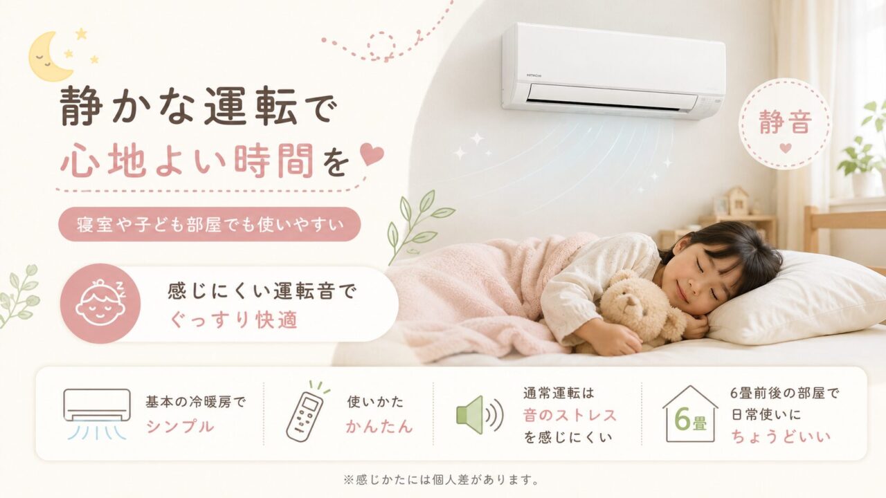 白くまくん RAS-AJ2225S(W)の良い口コミ・評判レビュー：静音性で寝室や子ども部屋でも使いやすい