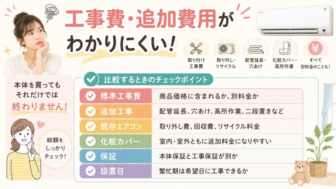 ダイキンS225ATES-Wの口コミ・評判レビューで見る工事費と追加費用の注意点