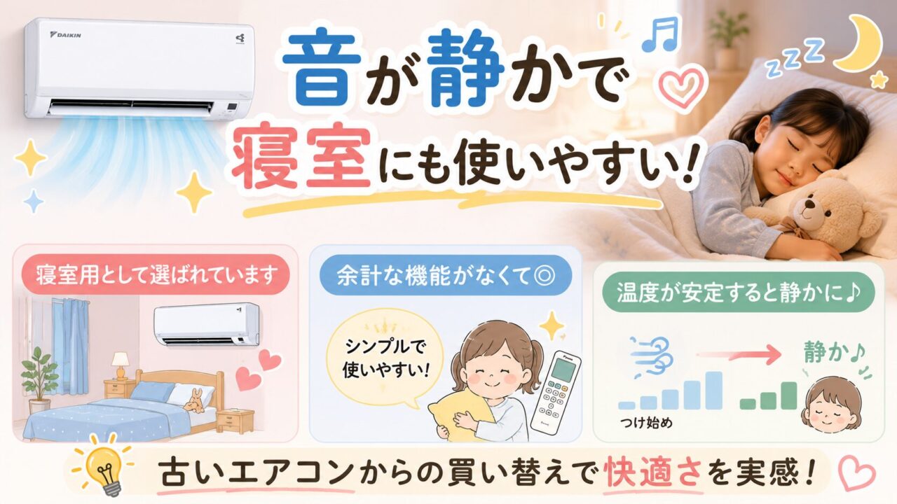 ダイキンS225ATES-Wの口コミ・評判レビューで見る寝室での静音性