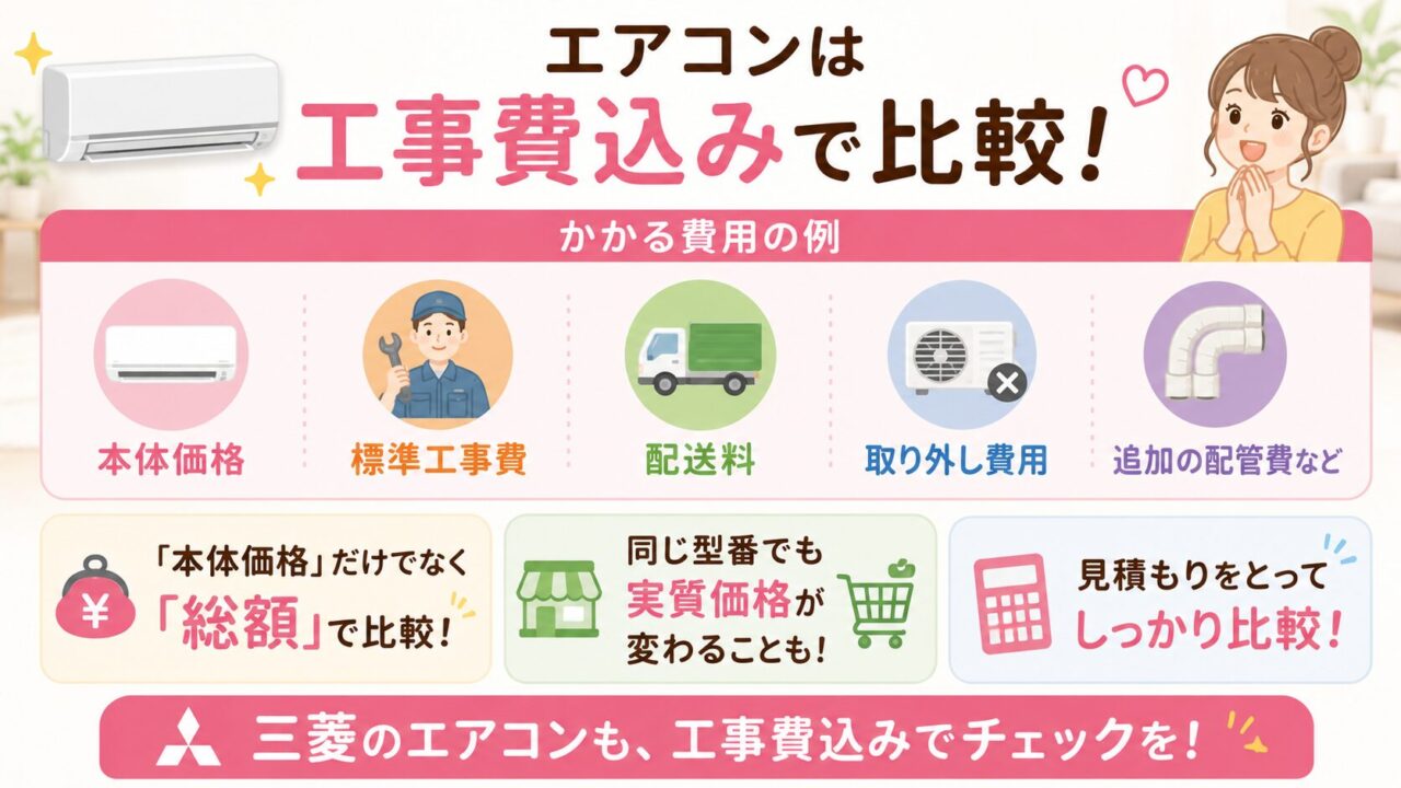 本体の価格だけでなく工事費込みで比較する