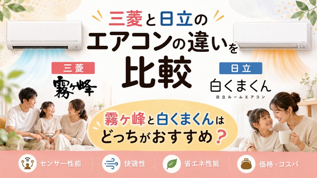 三菱と日立のエアコンの違いを比較｜霧ヶ峰と白くまくんはどっちがおすすめ？