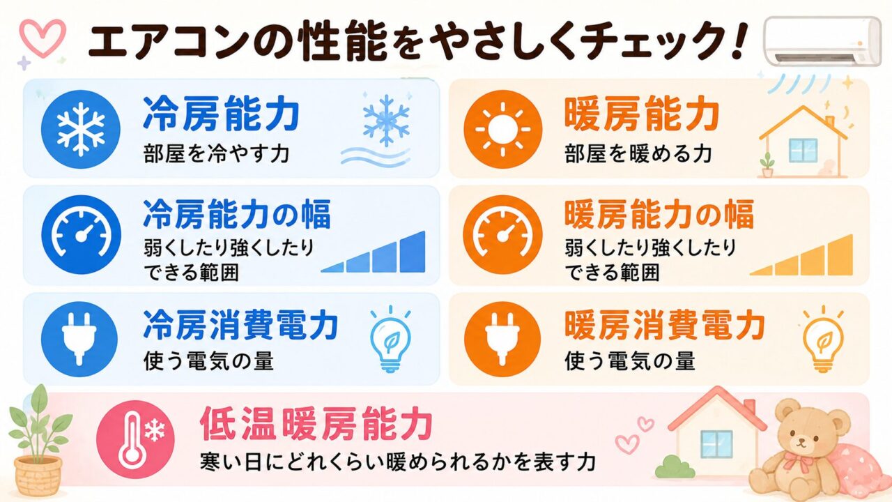 日立とパナソニックの冷房能力と暖房能力の違い