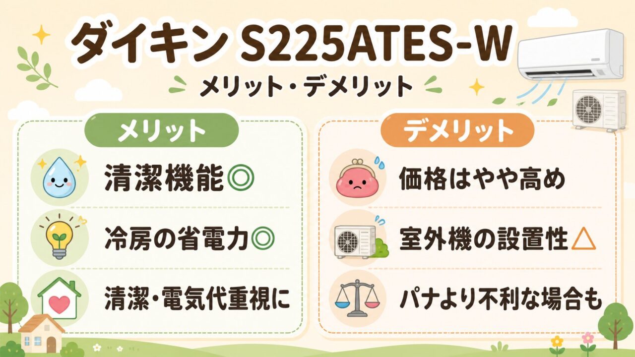 ダイキンS225ATES-Wのメリットとデメリット