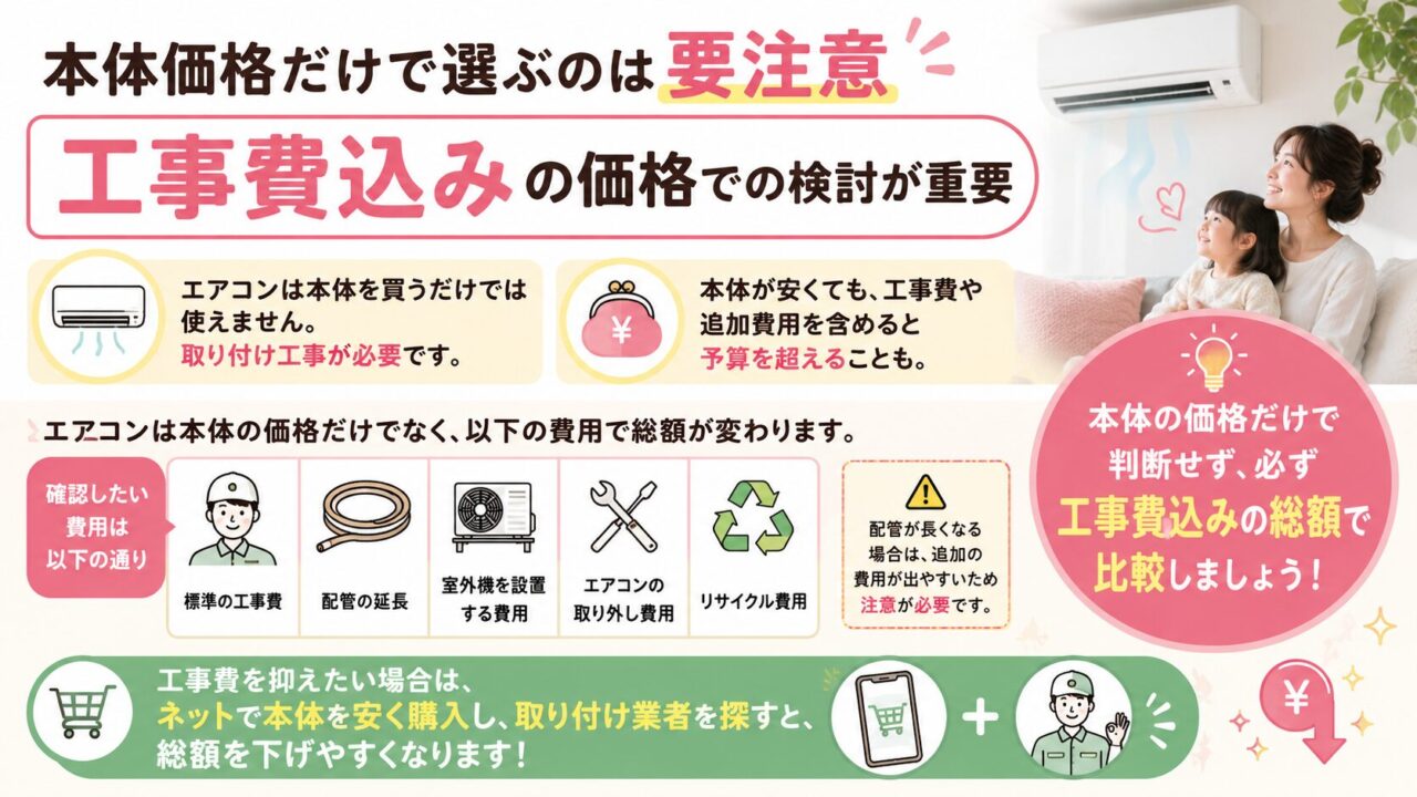 本体価格のみで選ぶのは要注意｜工事費込みの価格での検討が重要
