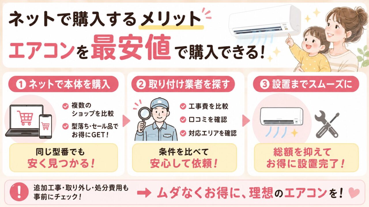ネットで購入するメリット：エアコンを最安値で購入できる