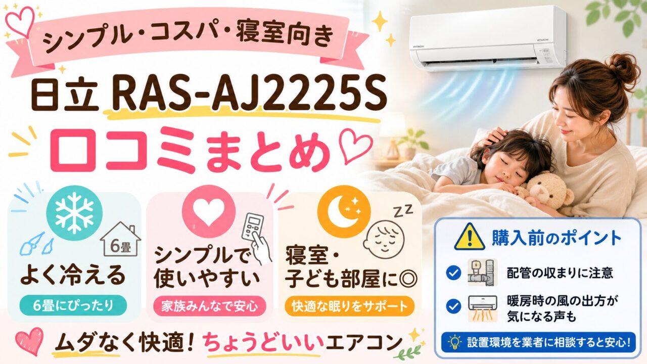 日立RAS-AJ2225Sの口コミ傾向