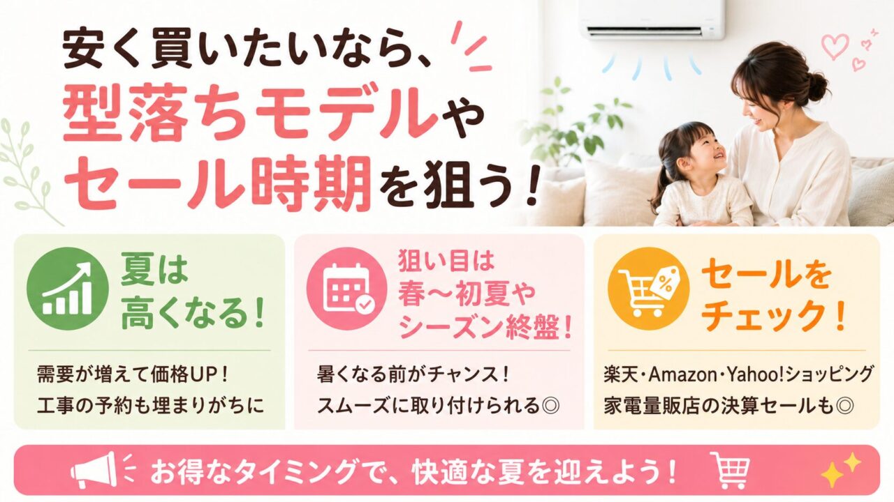 エアコンの型落ちモデルやセール時期を狙うポイント