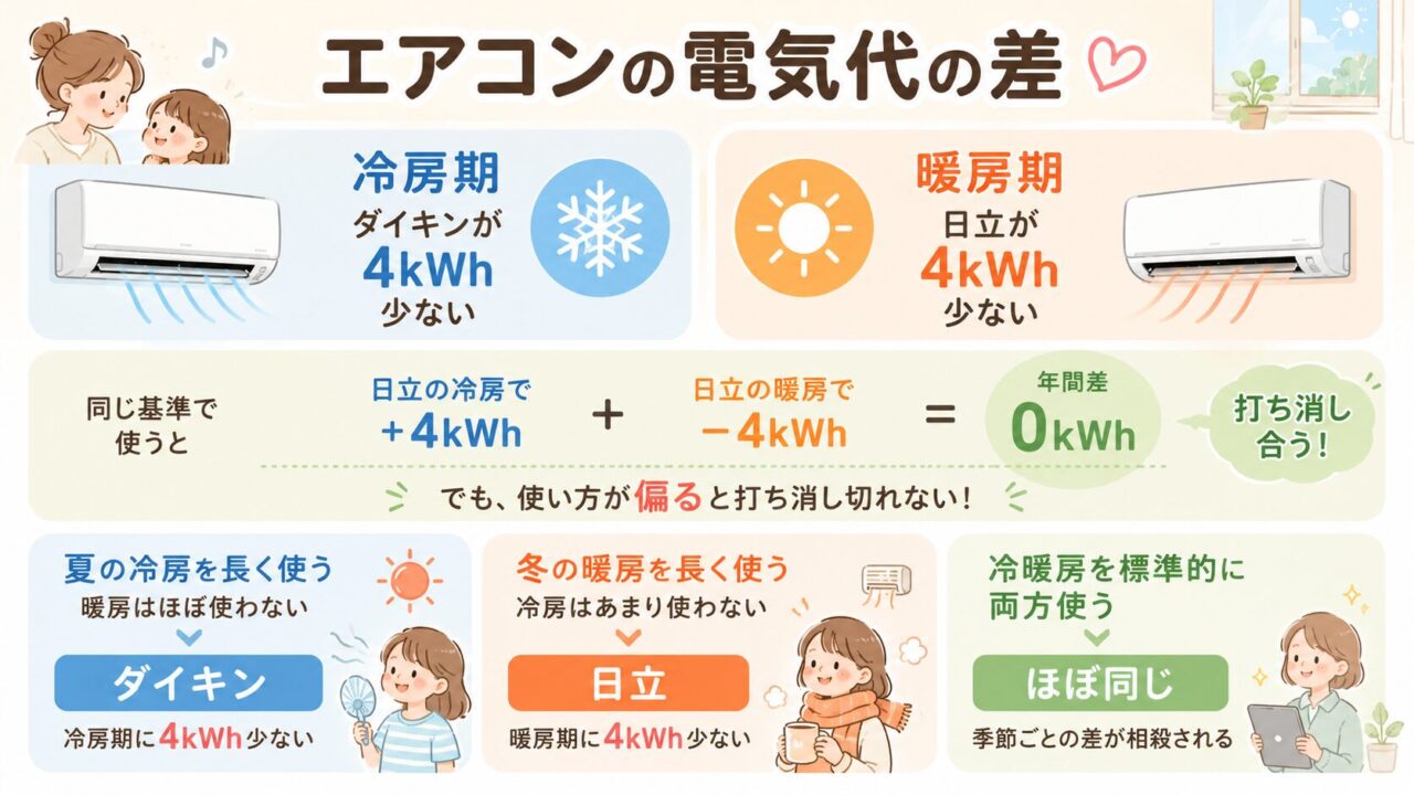 日立RAS-AJ2225S(W)とダイキンS225ATES-Wの電気代の違い