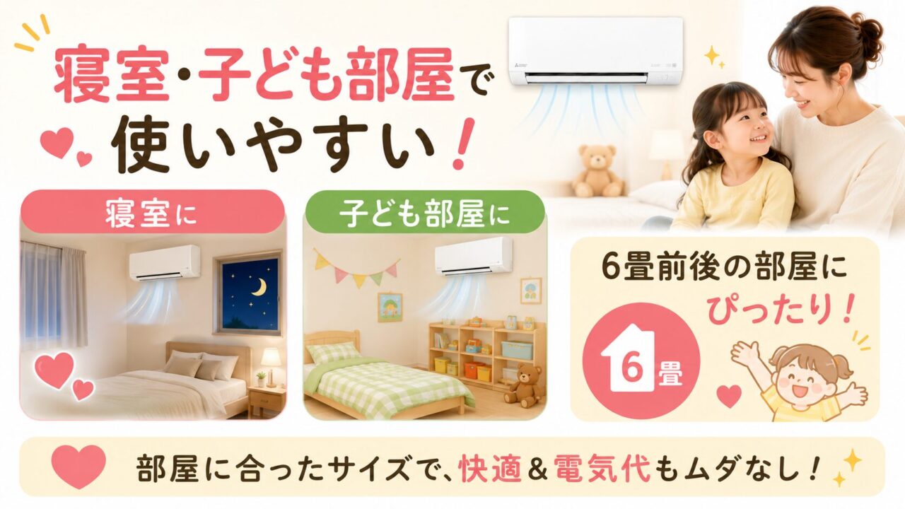 三菱MSZ-GV2225-Wの良い口コミ６つ：寝室・子ども部屋で使いやすい