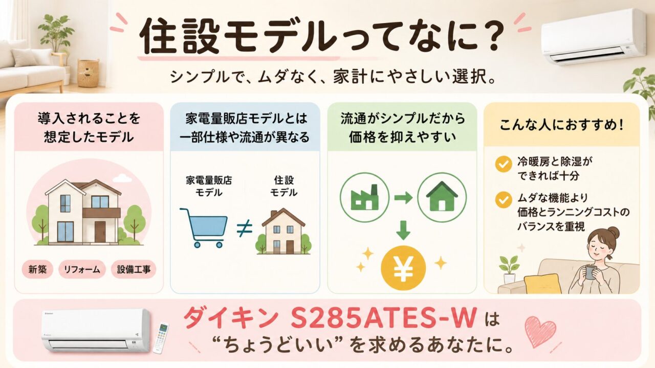 ダイキンS285ATES-Wの住設モデルとしての特徴