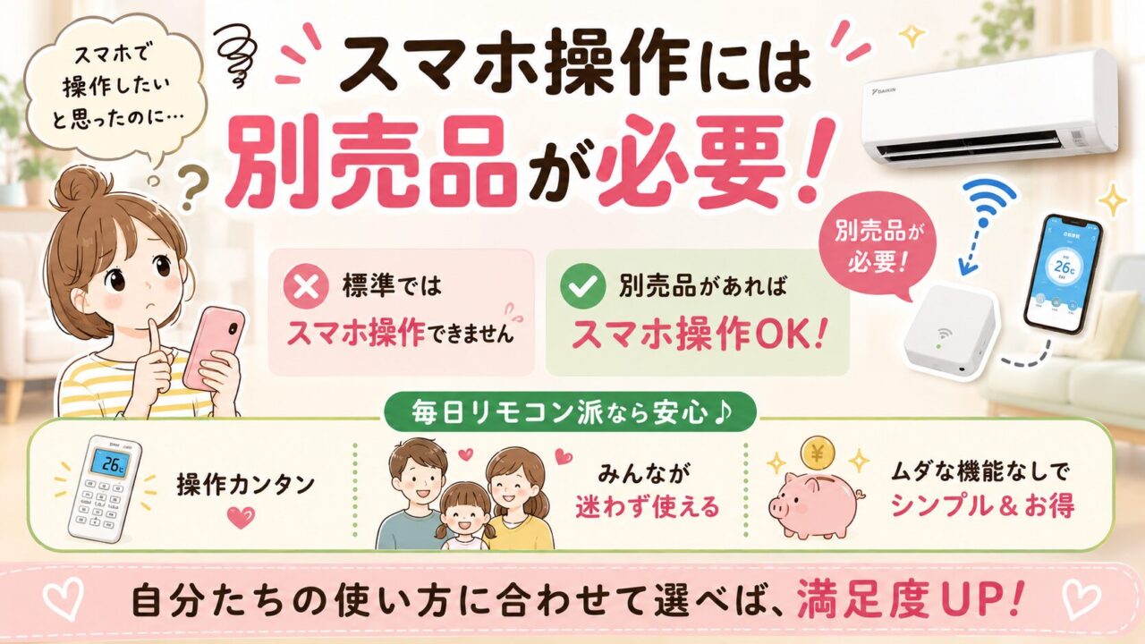 ダイキンS285ATES-Wのスマホ操作には別売品が必要