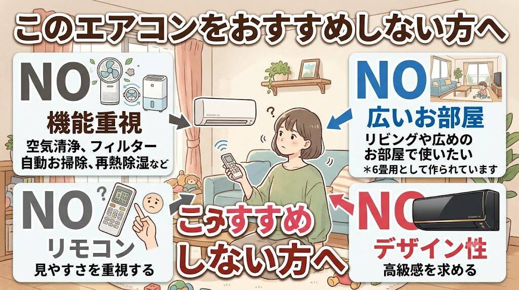 東芝RAS-2215TL(W)がおすすめな人・おすすめしない人：空気清浄や自動で掃除する機能、再熱除湿などを重視する人
