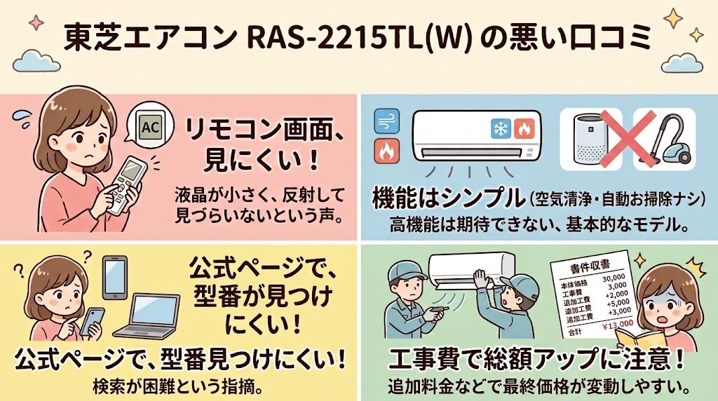 東芝RAS-2215TL(W)の悪い口コミ