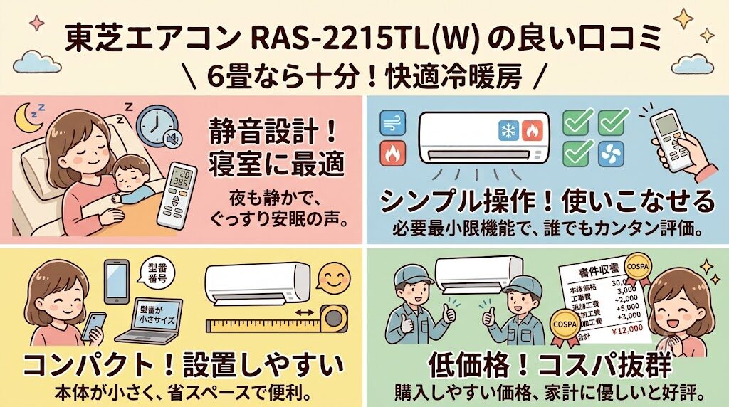 東芝RAS-2215TL(W)の良い口コミ