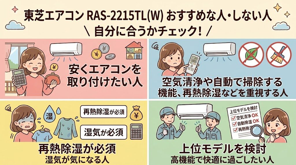 東芝RAS-2215TL(W)がおすすめな人・おすすめしない人