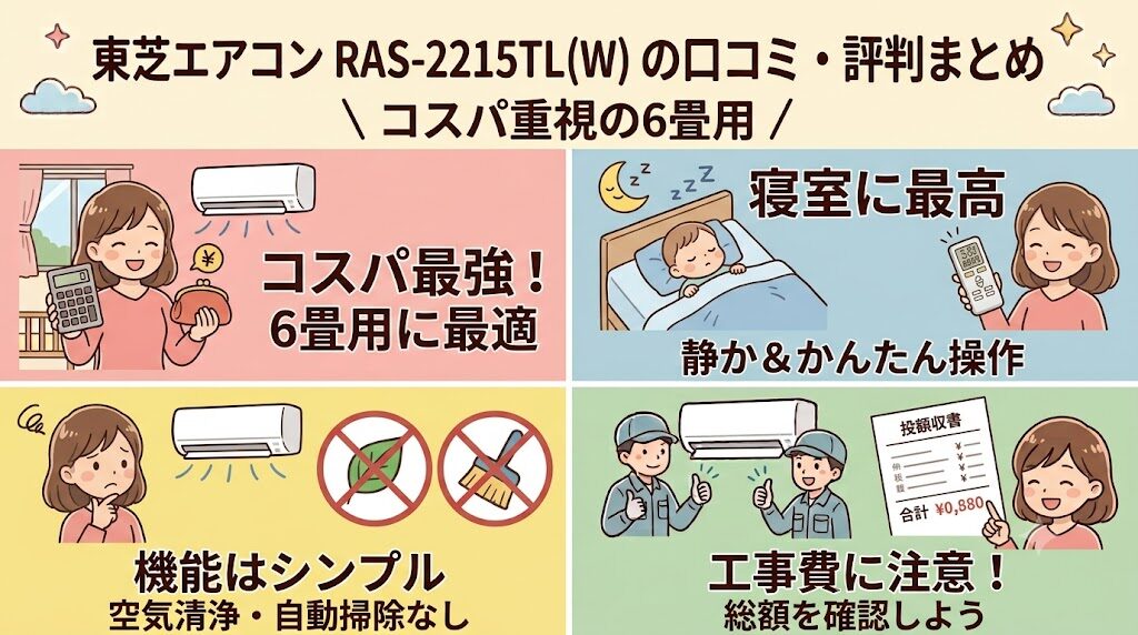 東芝RAS-2215TL(W)の口コミ・評判