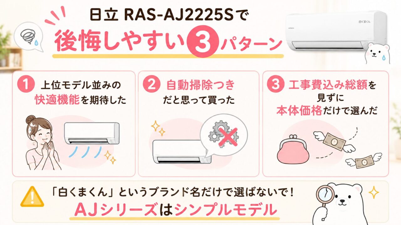 白くまくん RAS-AJ2225S(W)の口コミ評判から買って後悔しやすいパターン