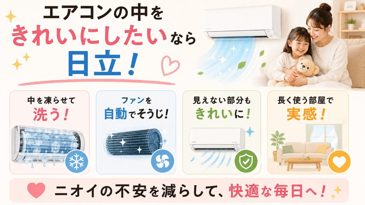 エアコンの中をきれいにしたいなら日立