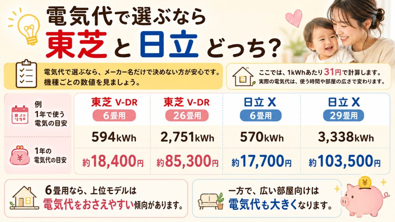 電気代で選ぶなら東芝と日立どっち?