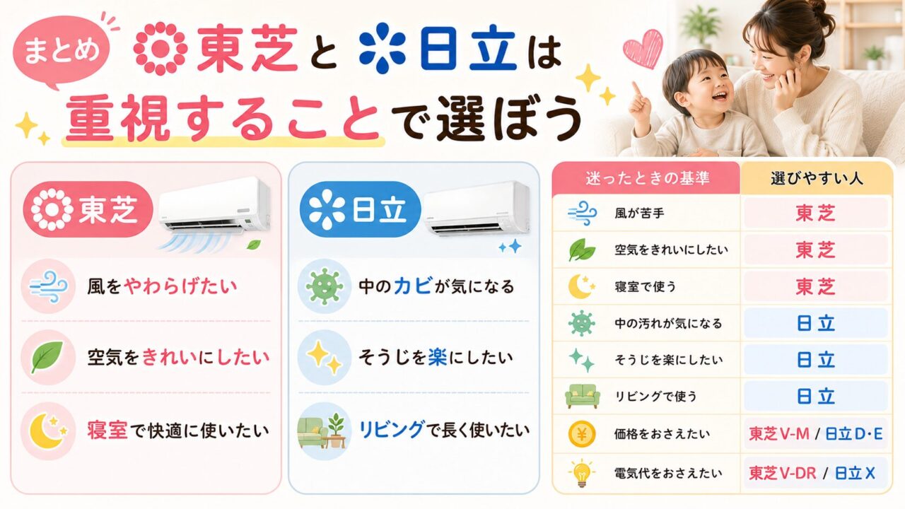 まとめ:東芝と日立は重視することで選ぼう