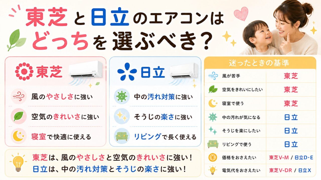 東芝と日立のエアコンはどっちを選ぶべき?