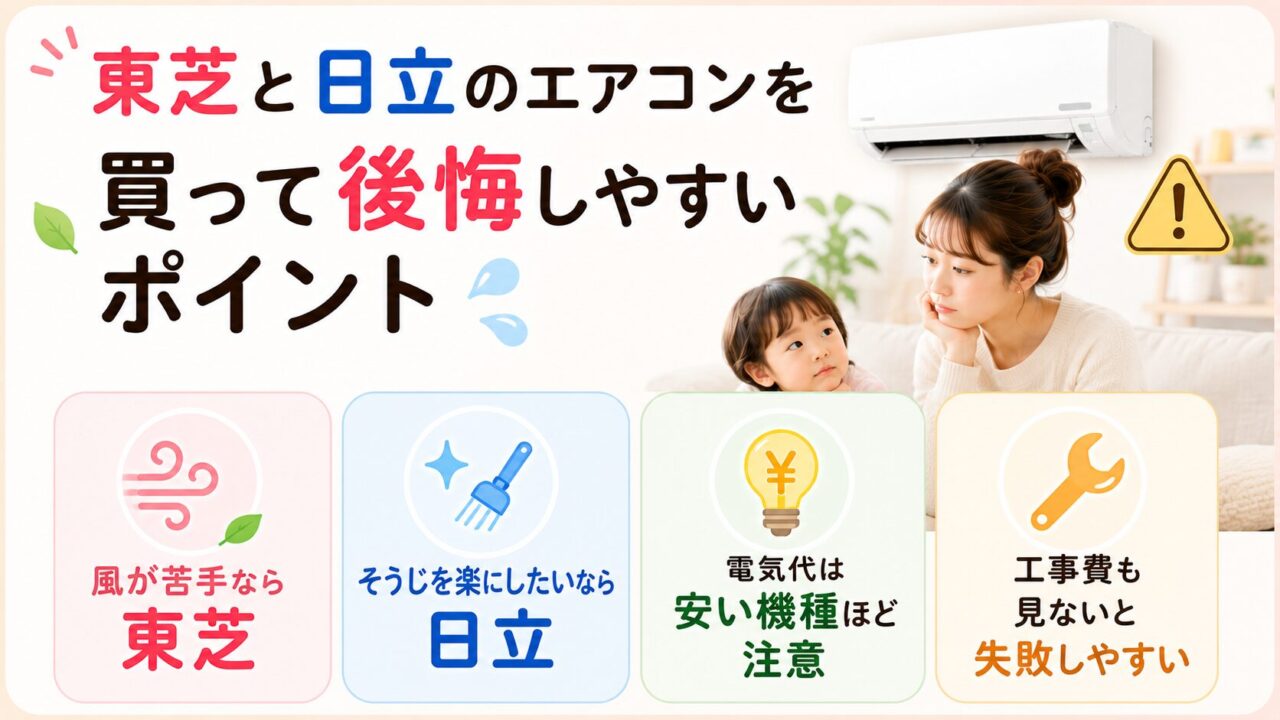 東芝と日立のエアコンを買って後悔しやすいポイント