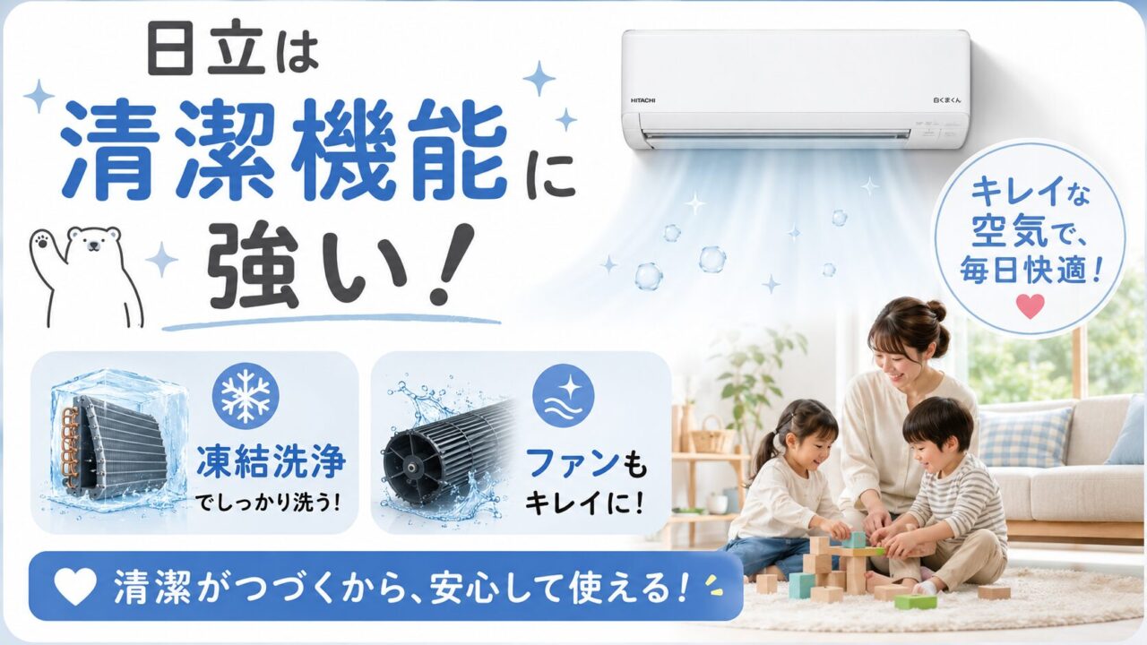 日立は凍結洗浄など清潔機能に強い