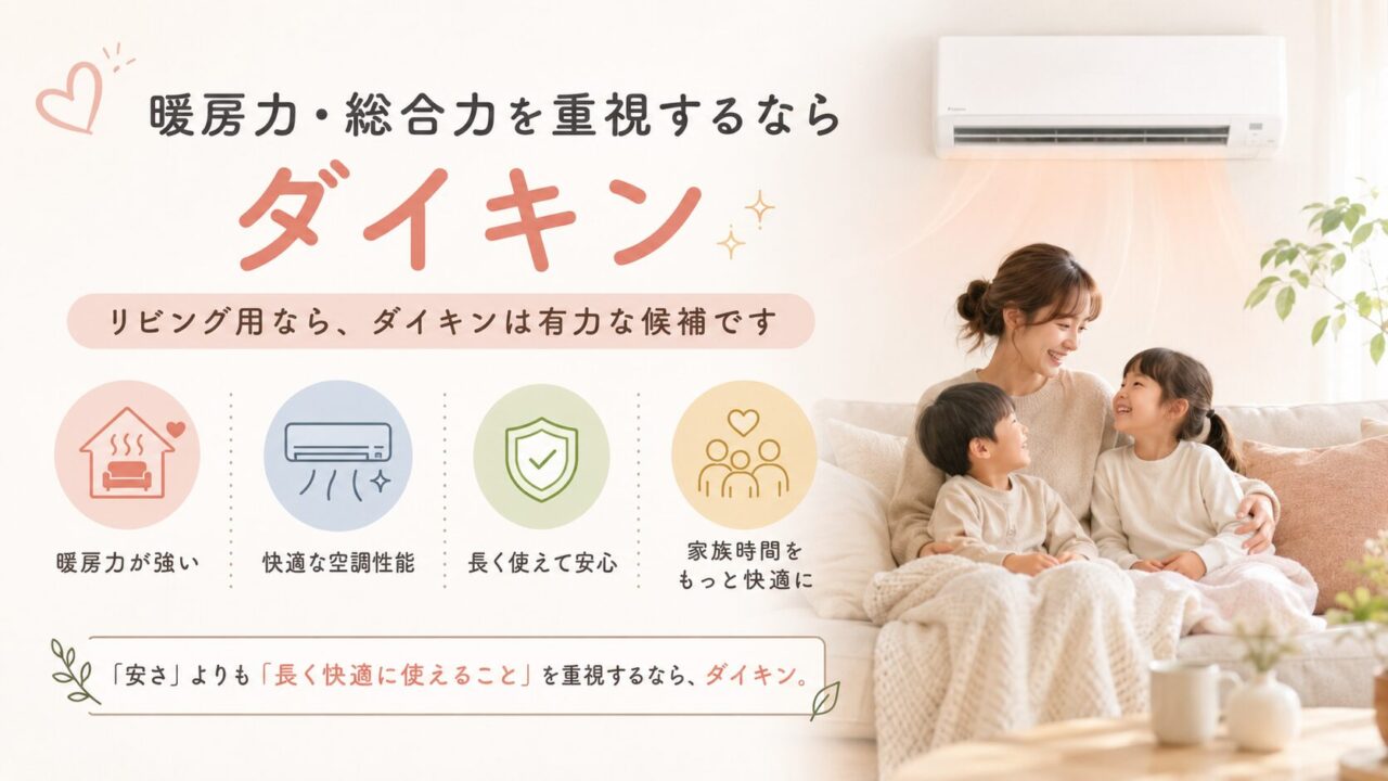 暖房力と総合力を重視するリビング向けダイキンエアコン比較