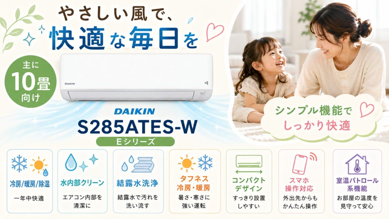 AmazonプライムデーでおすすめのダイキンS285ATES-W