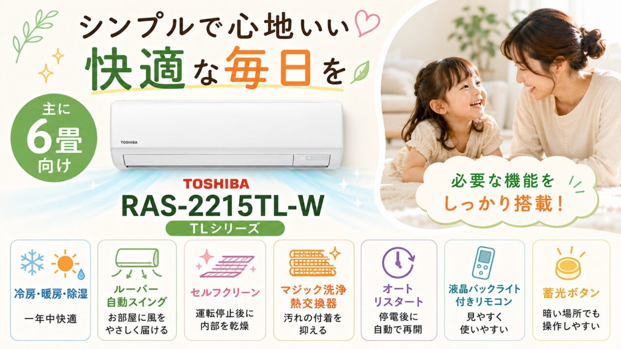 Amazonプライムデーでおすすめの東芝RAS-2215TL-W