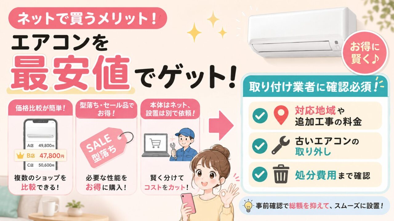 ネットでエアコンを安く購入するメリット