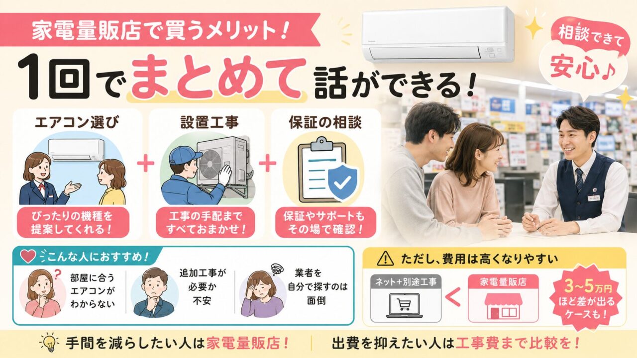 家電量販店でエアコンを買うメリット